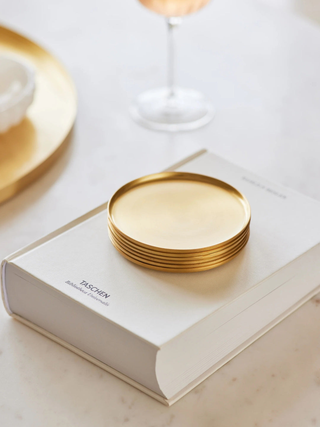 Pure Brass Handcrafted Serveware Coasters, 4 Ct.