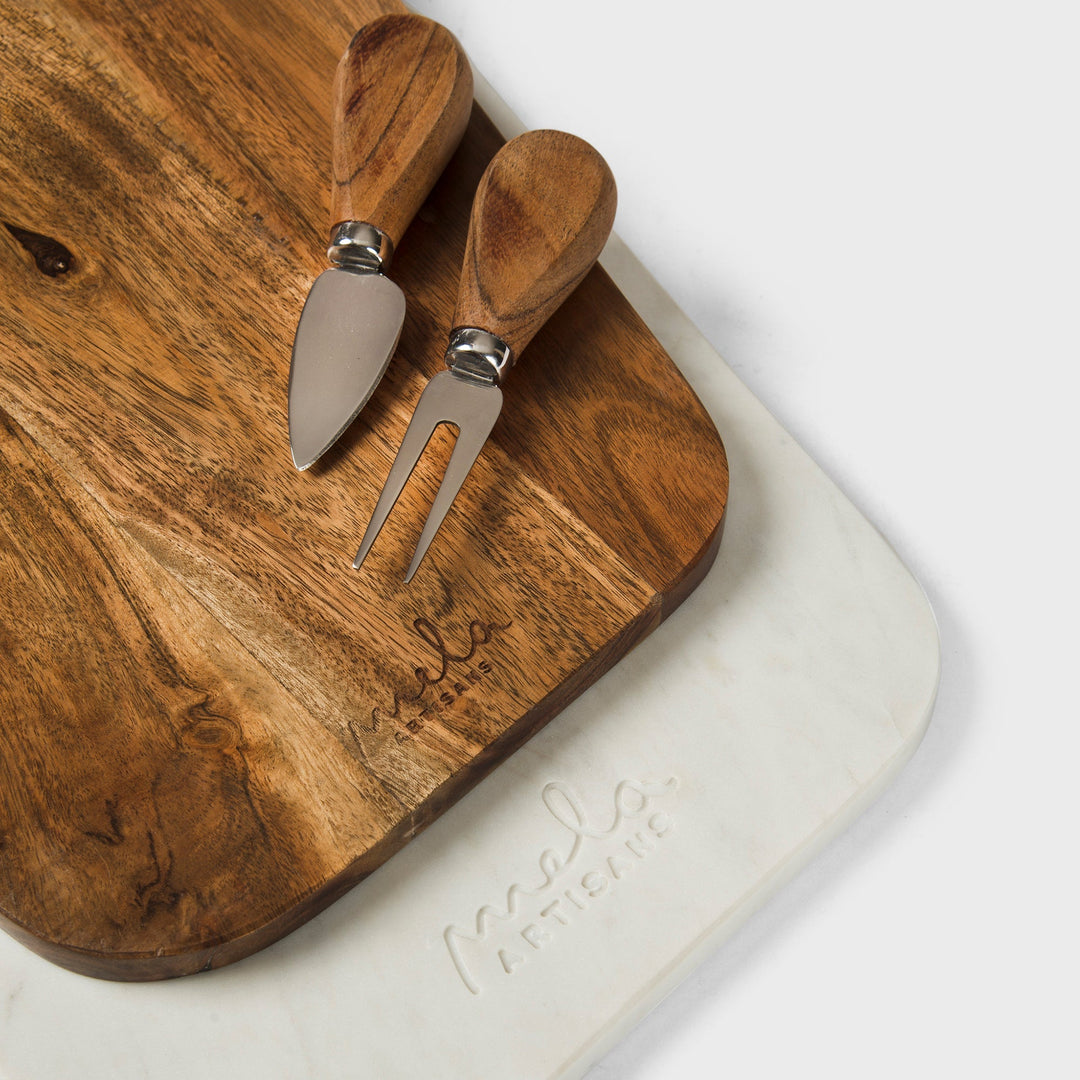 Handcrafted Marble &amp; Acacia Wood Cutting Board Set, 2 Ct.