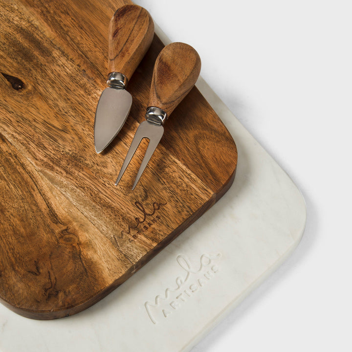 Handcrafted Marble &amp; Acacia Wood Cutting Board Set, 2 Ct.