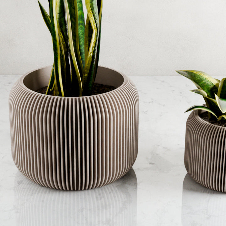 Plant-Based Ribbed Orbis Decor Planter, Multi-Size