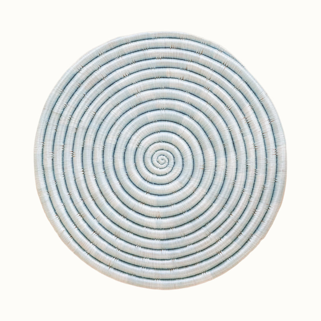 Handwoven Sisal Round Table Linen Placemat, 12" Blue