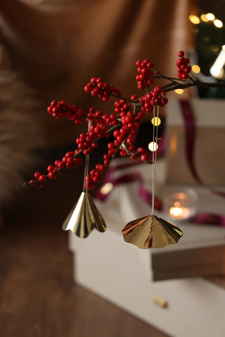 Solid Brass Petunia Decor Ornaments, Shiny Gold, 2 Ct.