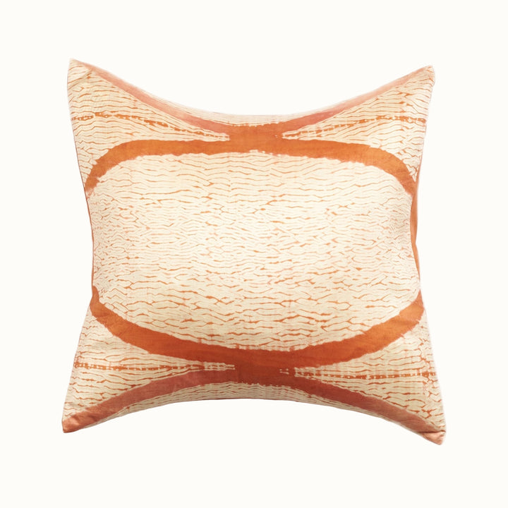 Handcrafted Silk Shibori Throw Pillow Cover, Coral