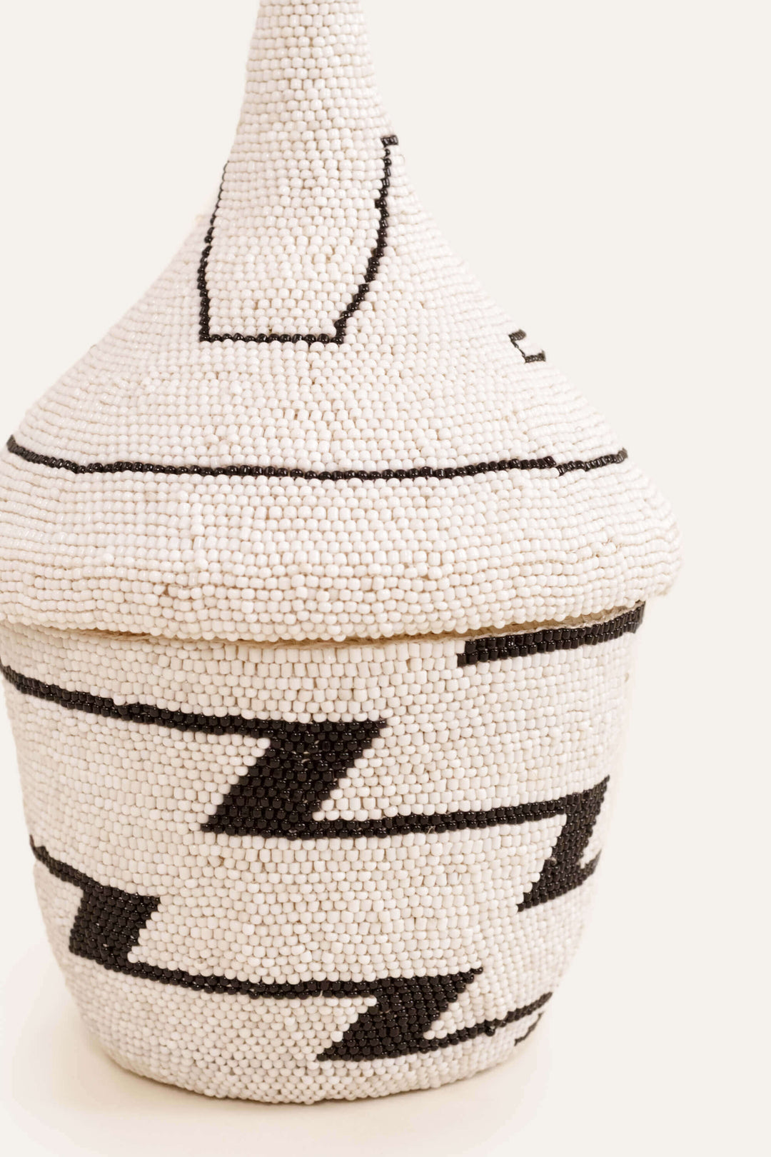 Handcrafted Sisal Beaded Zig-Zag Peace Basket, 6" x 11"
