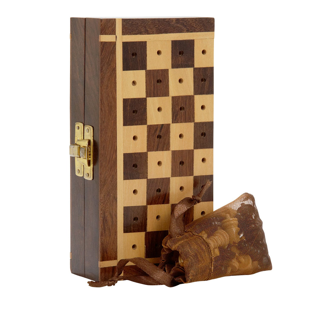 Handcrafted Sheesham Wood Portable Travel Chess Set