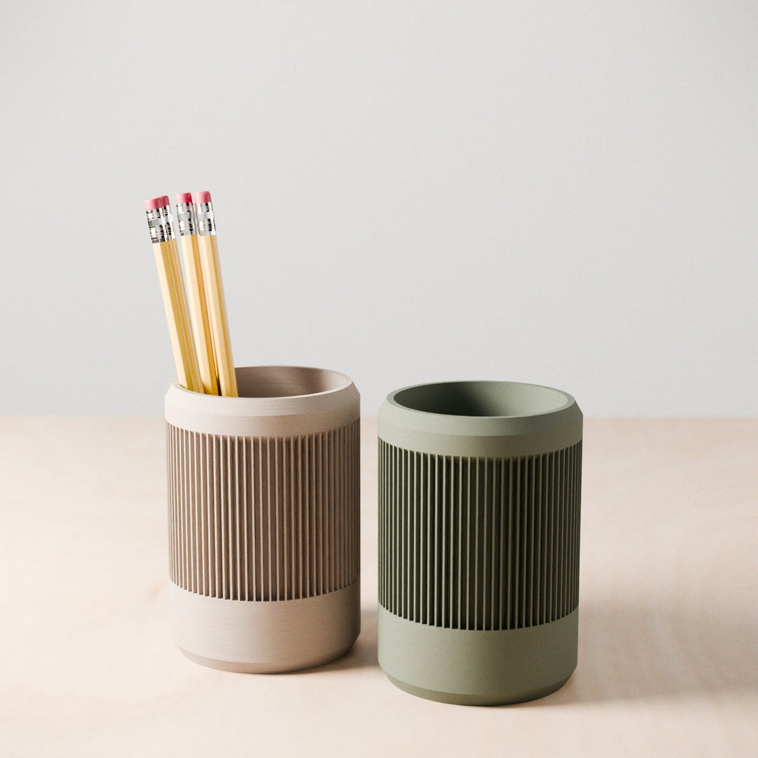 Made-to-Order Ribbed Ceramic Pencil Holder, 3" x 4.5"