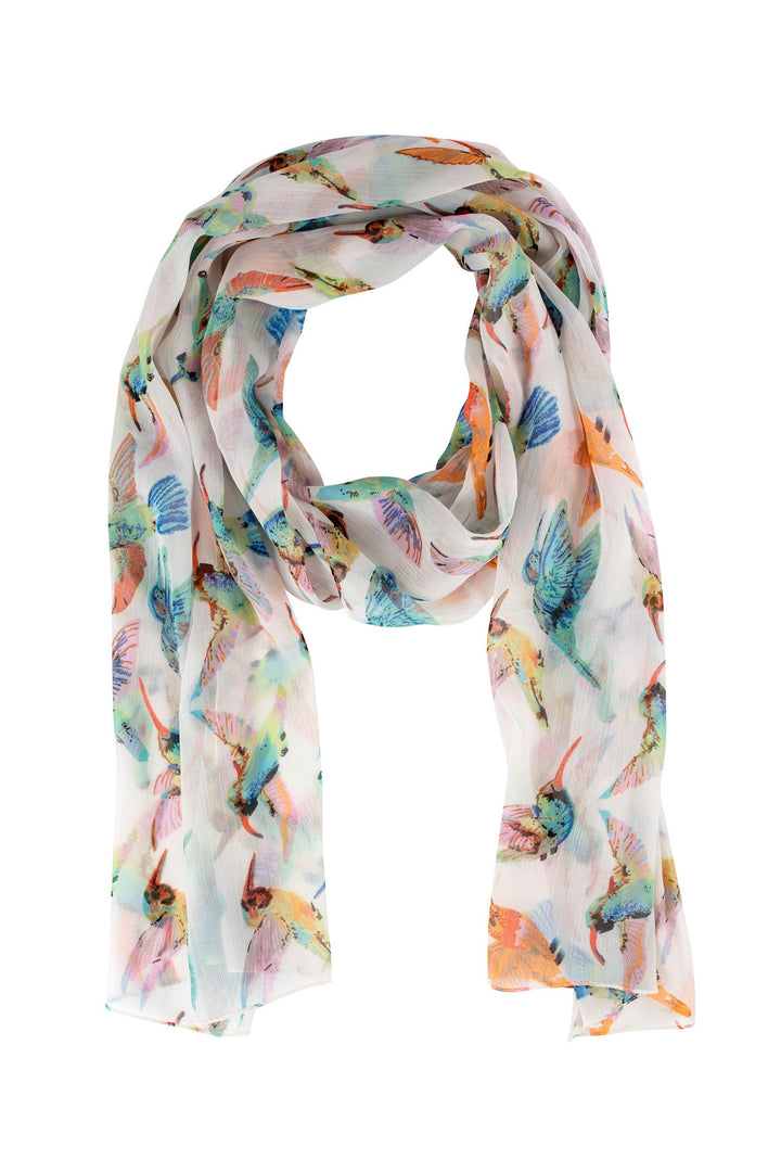 Handcrafted Chiffon Hummingbird Scarf, India