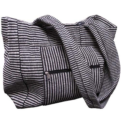 Fair Trade Cotton Weave Tote Bag with Zip Pocket
