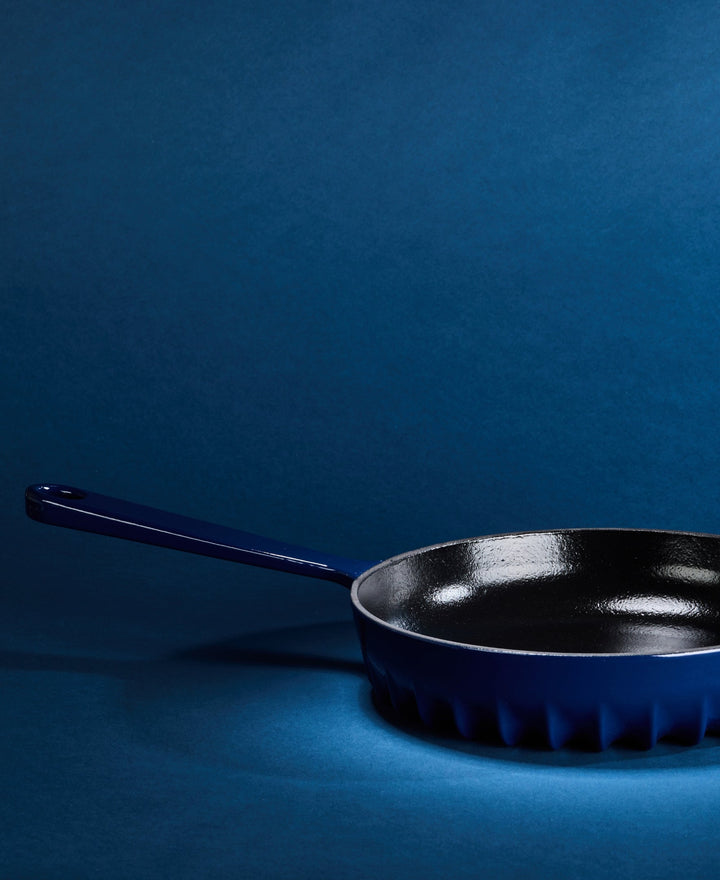 Recycled Iron Enameled Cast Iron Skillet, 10" Oxford Blue