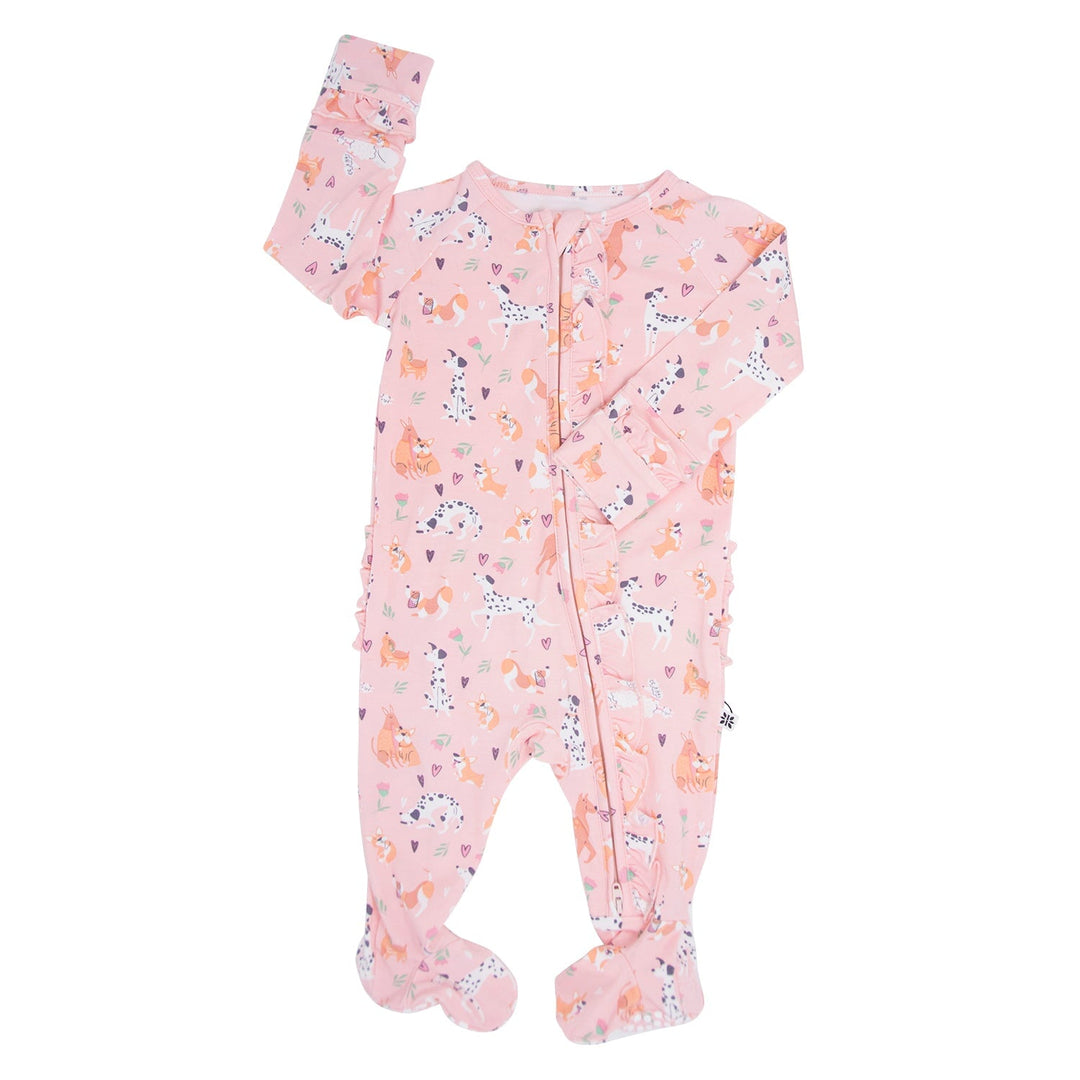 Hypoallergenic Ruffle Footie Pajamas, Dalmatian