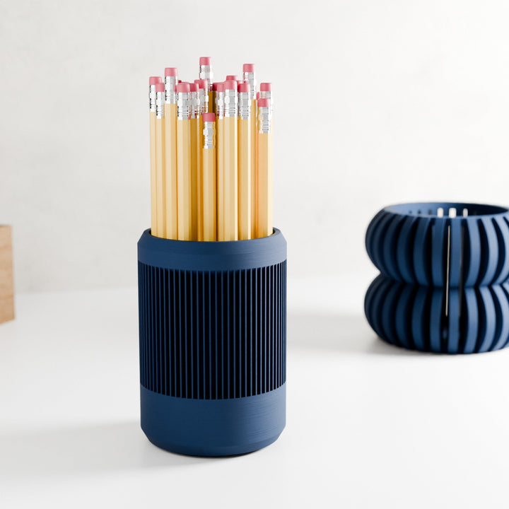 Made-to-Order Ribbed Ceramic Pencil Holder, 3" x 4.5"