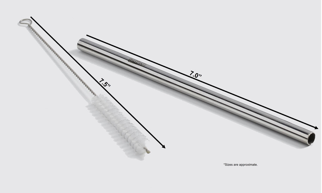 Food-Grade 304 Steel Drinkware Straws, 7", 4 Ct.