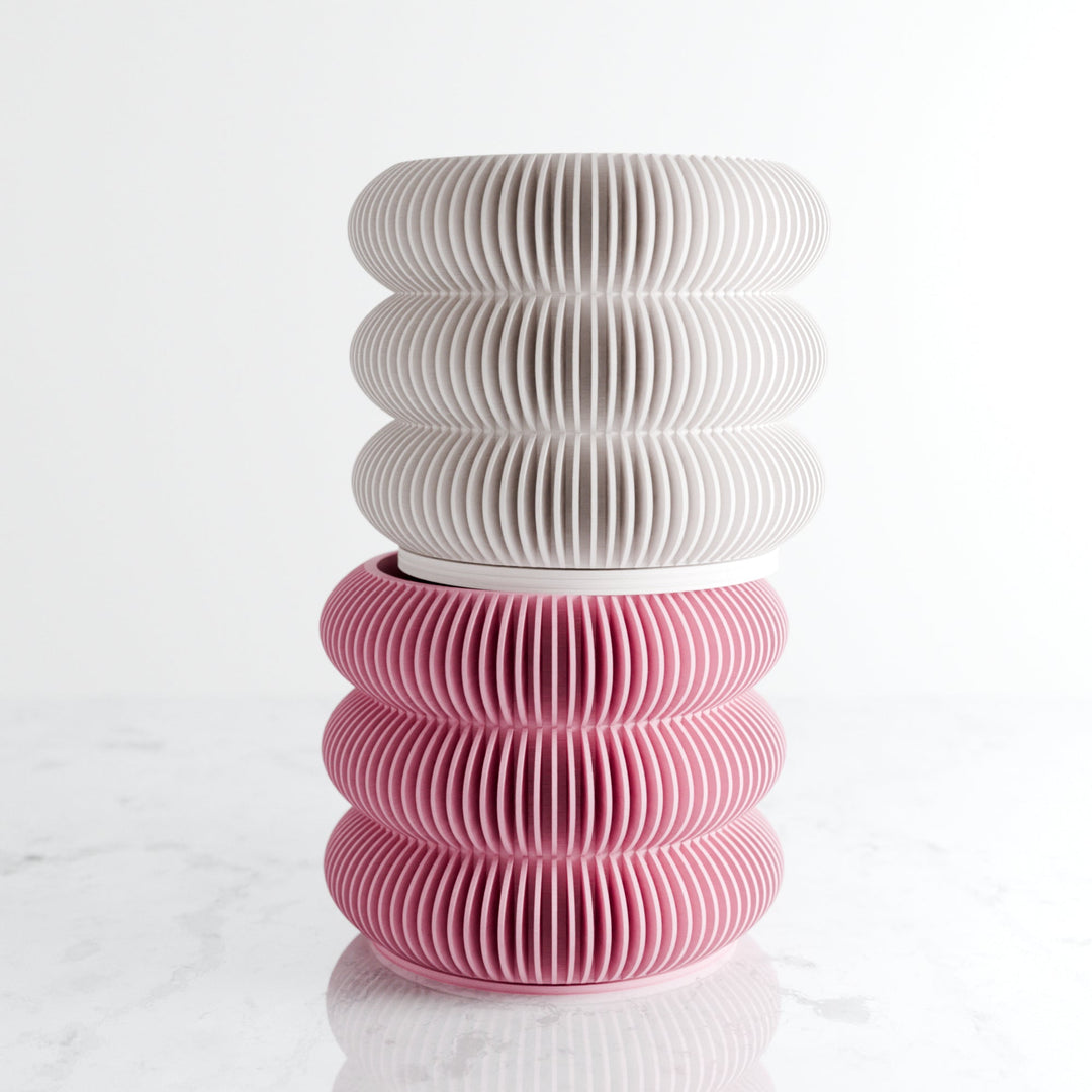 Biodegradable Plant-Based Bubble Planter, Ribbed Decor