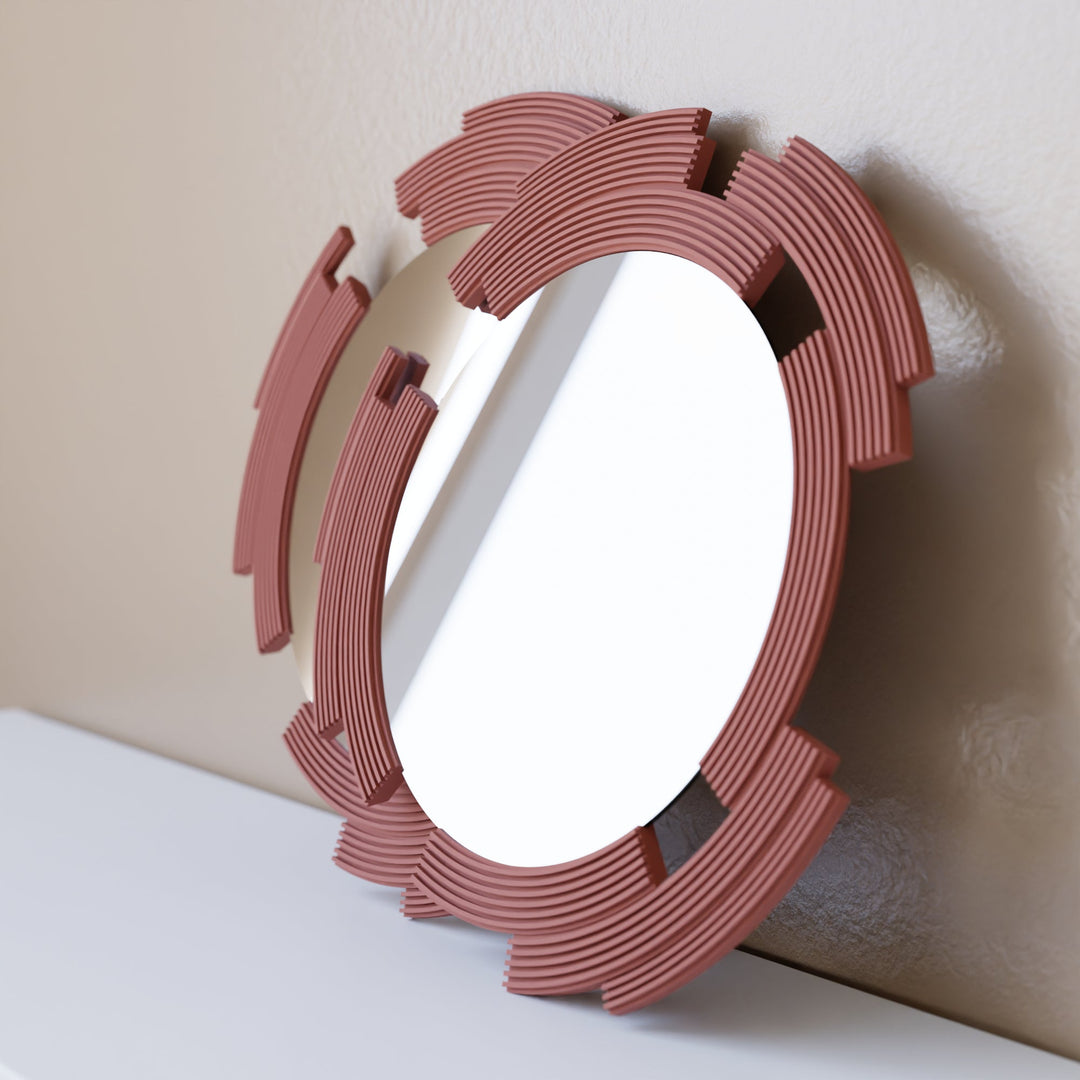 Geometric Wood Fiber Wall Decor Mirror