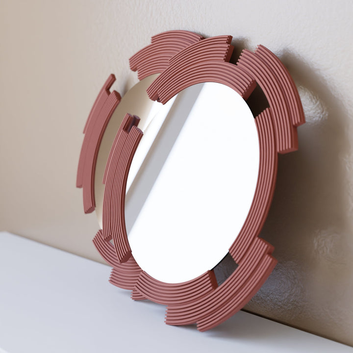 Geometric Wood Fiber Wall Decor Mirror