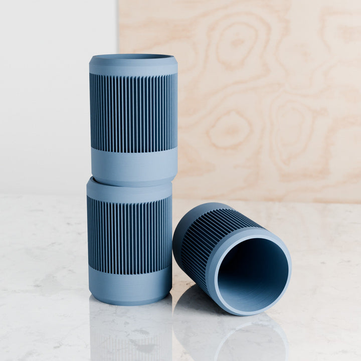 Made-to-Order Ribbed Ceramic Pencil Holder, 3" x 4.5"