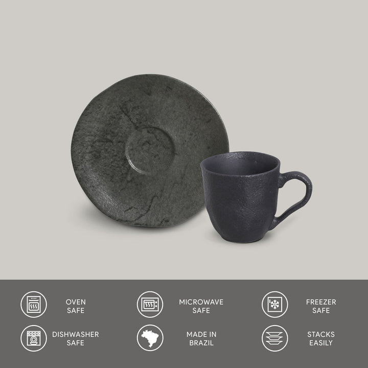 Non-Toxic Ceramic Cup &amp; Saucer Dinnerware Set, 6 Ct.