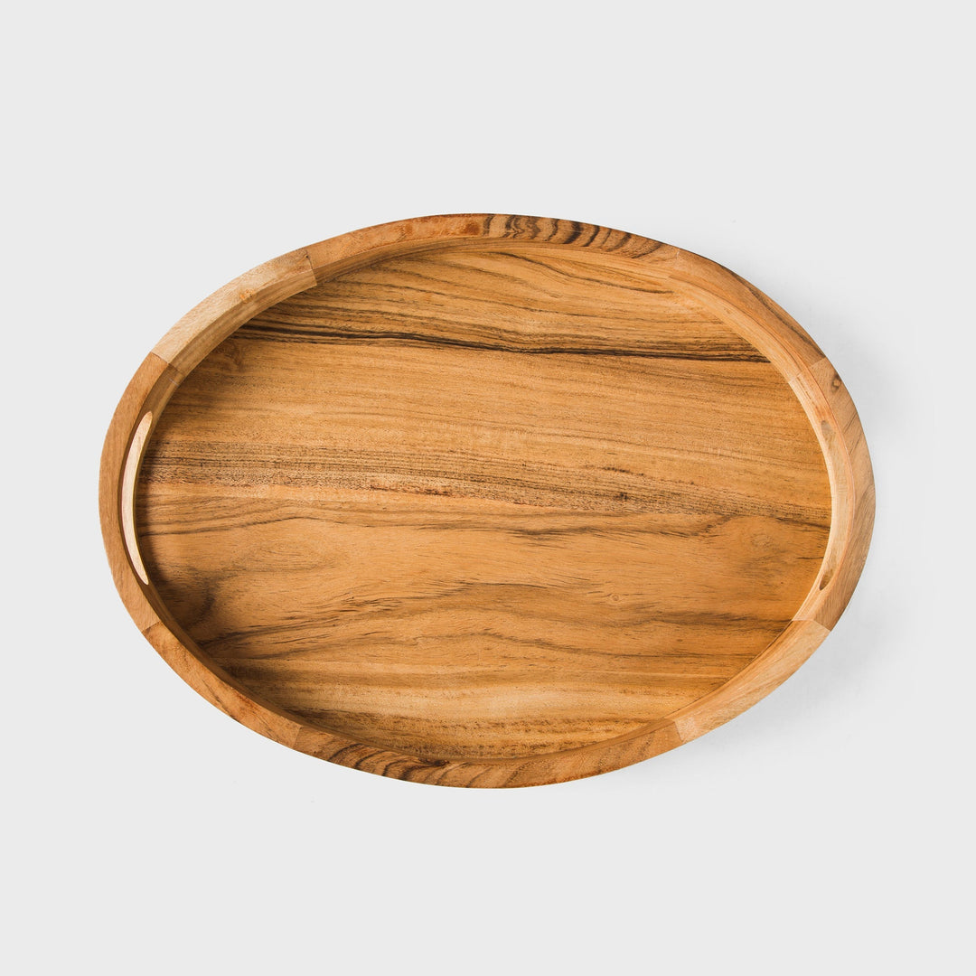 Handcrafted Acacia Wood Oval Serveware Tray, Natural