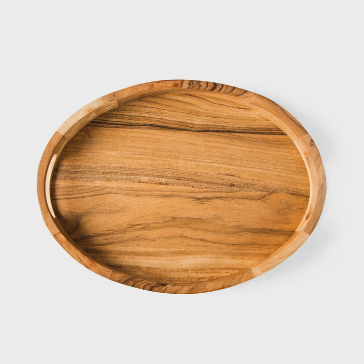 Handcrafted Acacia Wood Oval Serveware Tray, Natural