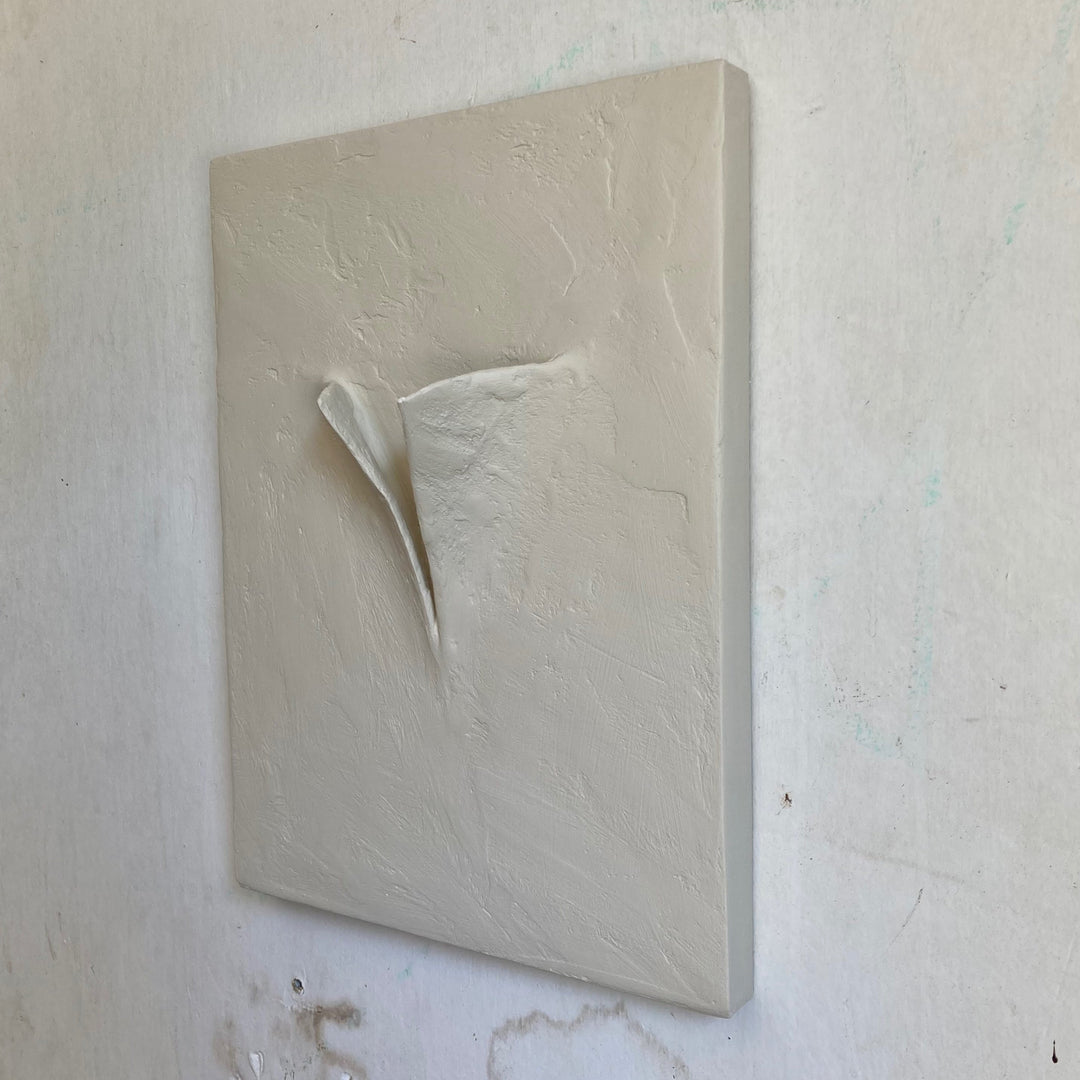 Handcrafted Cement Wall Sculpture, Beige, 9" x 12"