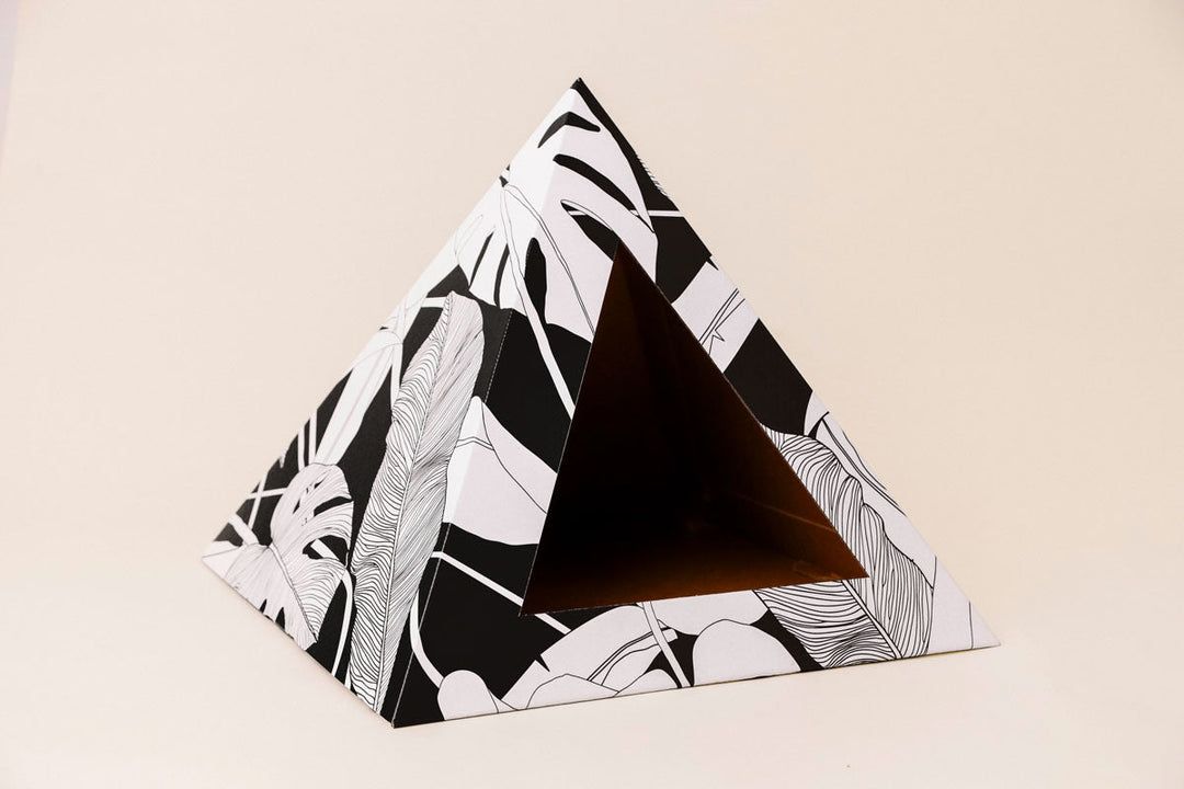 Recycled Cardboard Cat Pyramid, Dark Paradise