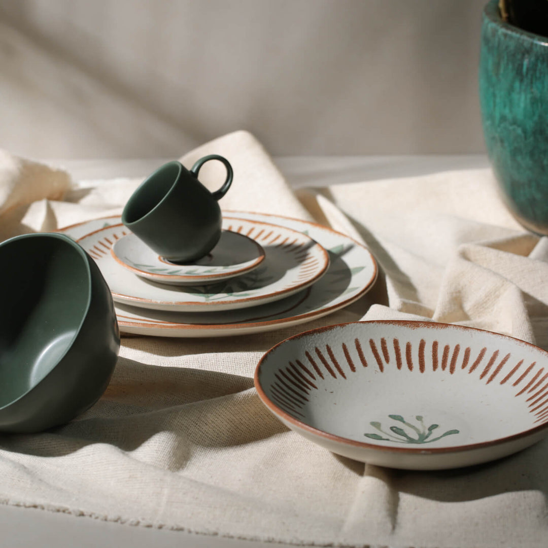 Non-Toxic Ceramic Cup &amp; Saucer Dinnerware Set, 6 Ct.