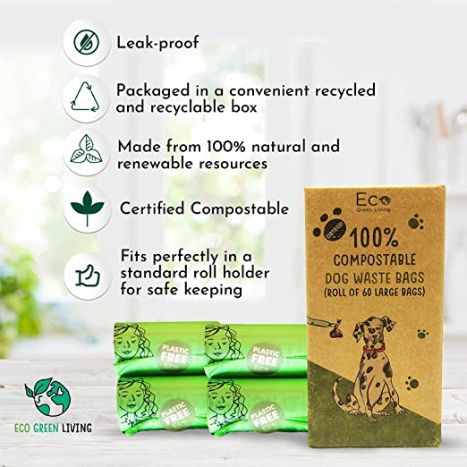 Compostable Corn Starch Dog Waste Bags, 60 Ct.