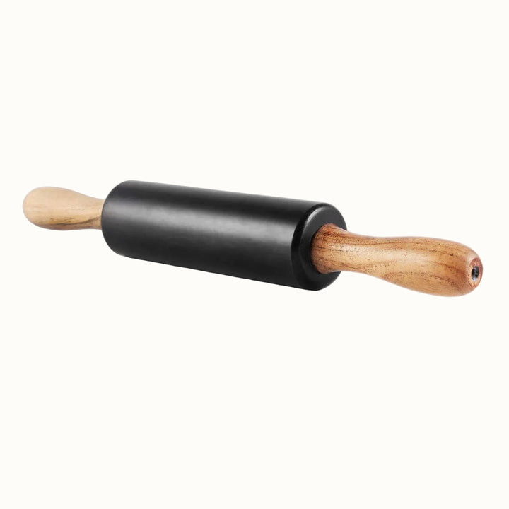 Handcrafted Black Marble &amp; Wood Rolling Pin