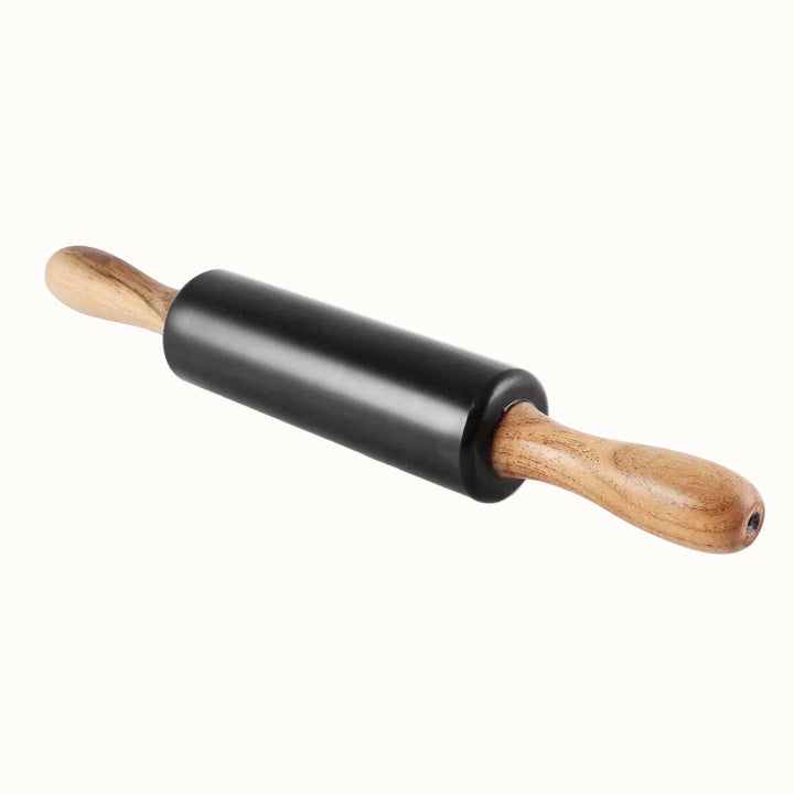 Handcrafted Black Marble &amp; Wood Rolling Pin