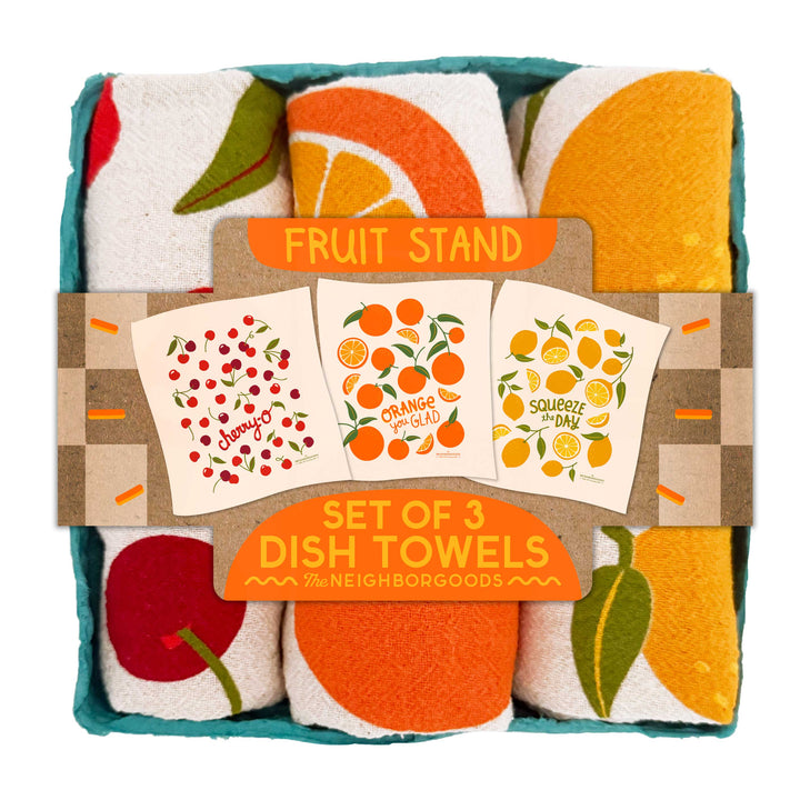 Unbleached Cotton Fruit Kitchen Dish Towels, 3 Ct.