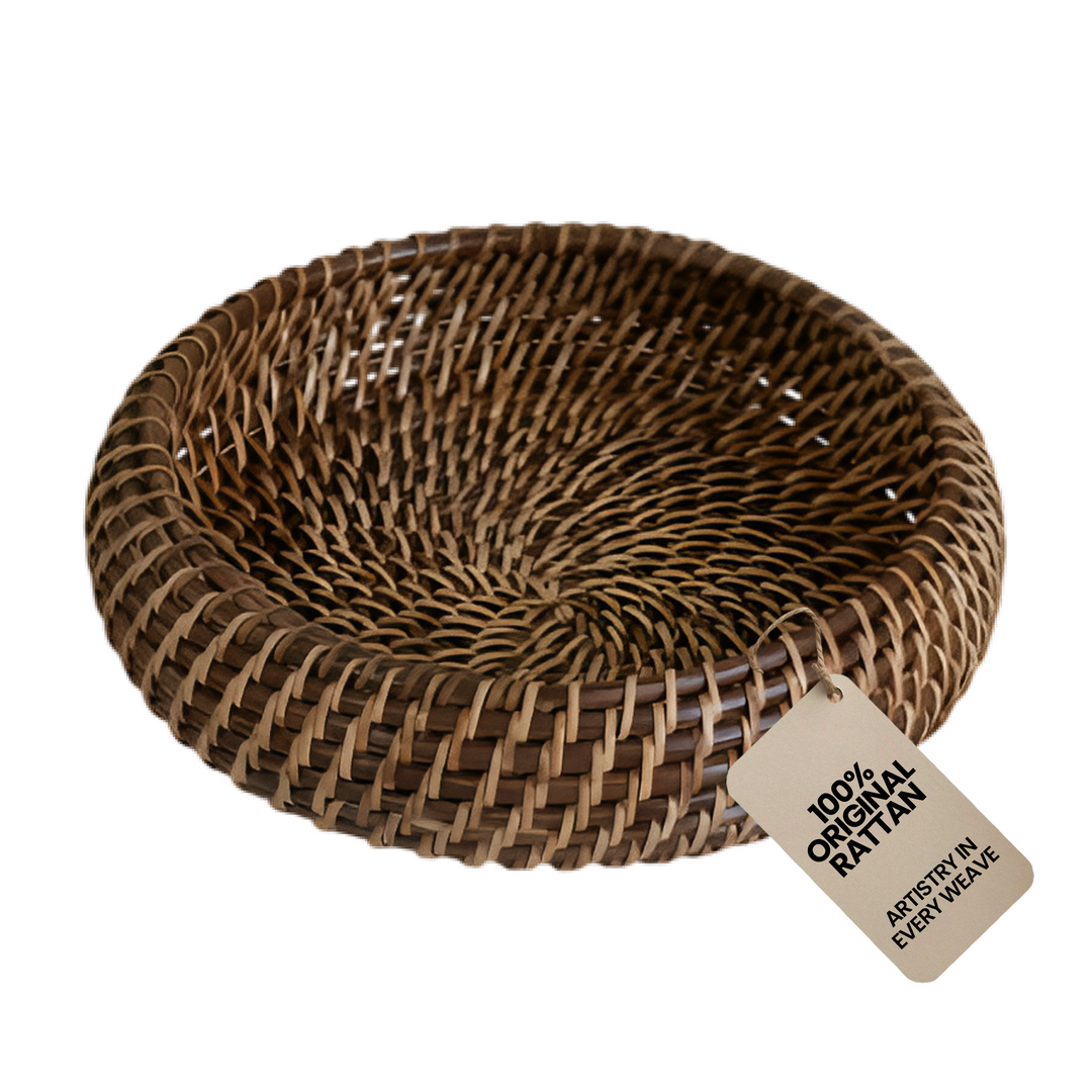 Handcrafted Rattan Fruit Basket &amp; Bowl, 10"