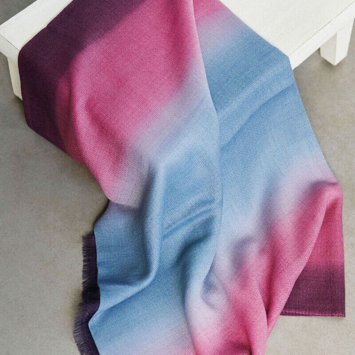 Handcrafted Cashmere Merino Scarf, 28" x 79", Iris