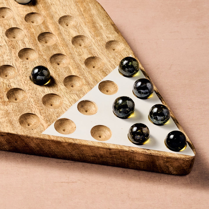 Handcrafted Mango Wood Chinese Checkers Set, 20 Ct.