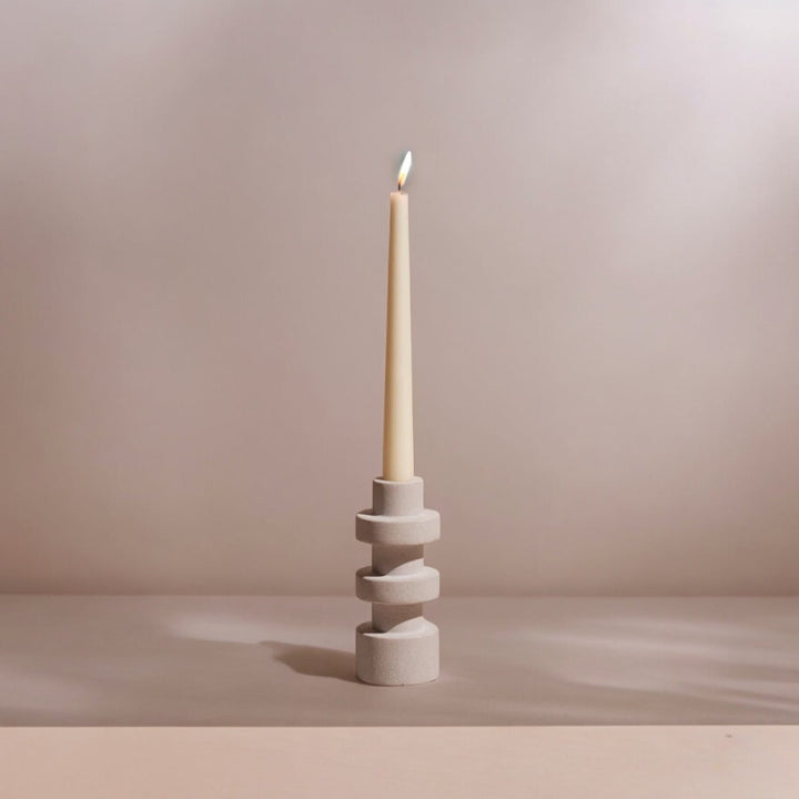 Handcrafted Sandstone Taper Candle Holder, 2" x 4"