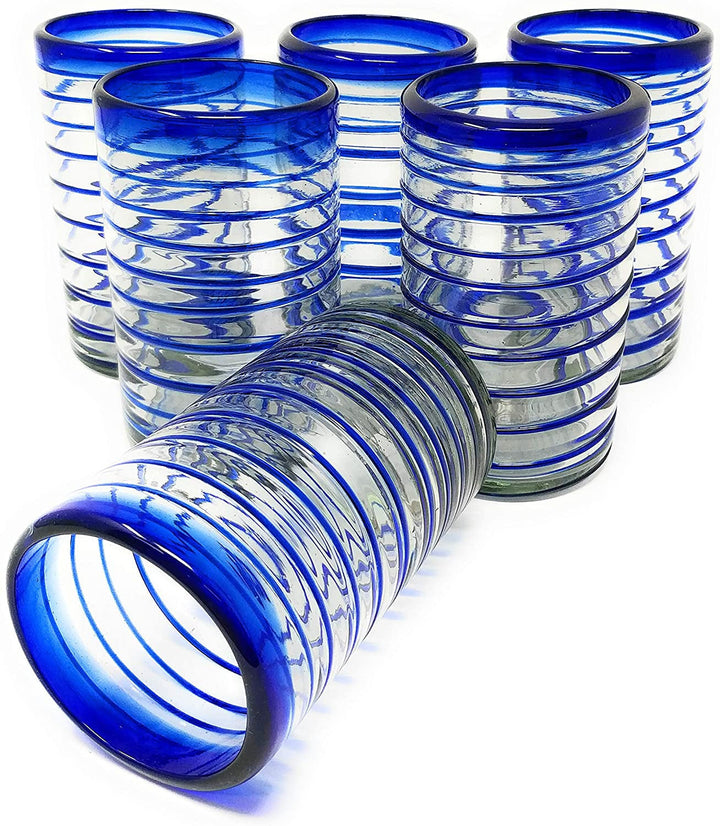 Handblown Recycled Glass Drinkware, Cobalt, 6 Ct.