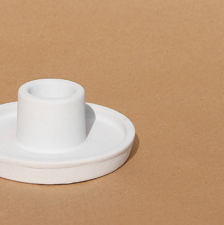 Matte Ceramic Taper Candle Holders, Raw Ivory, 2 Ct.