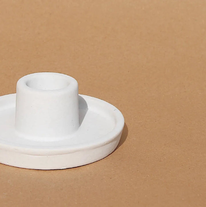Ivory Matte Ceramic Taper Holder Set