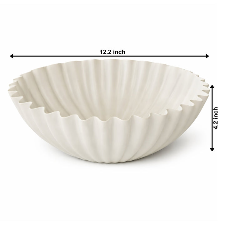 Vegan Aluminum Ribbed Sculptural Decor Bowl, 12.25"