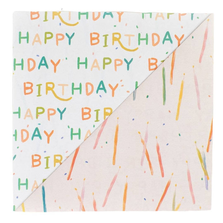 Recycled Newsprint Birthday Wrapping Paper, 3 Ct.