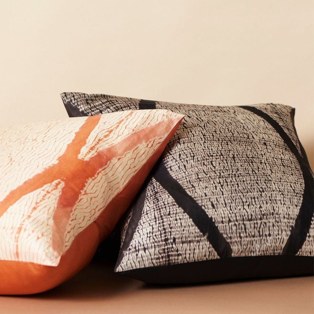 Handcrafted Silk Shibori Throw Pillow Cover, Coral