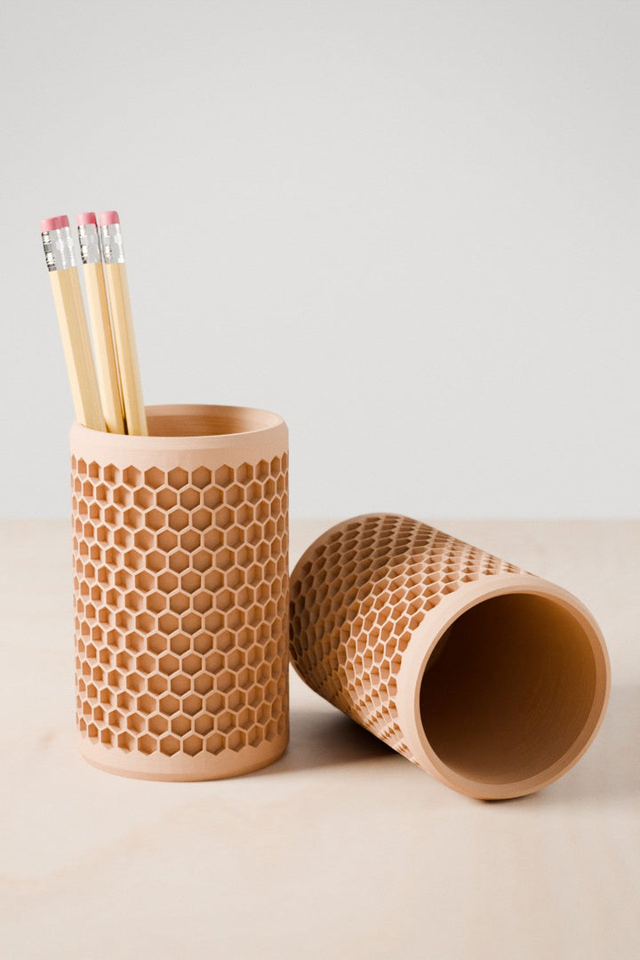 Plastic-Free Geometric Desk Pencil Holder, 3"