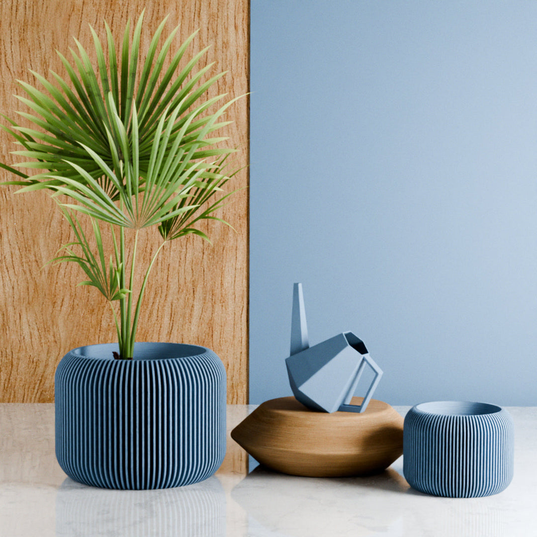 Plant-Based Ribbed Orbis Decor Planter, Multi-Size