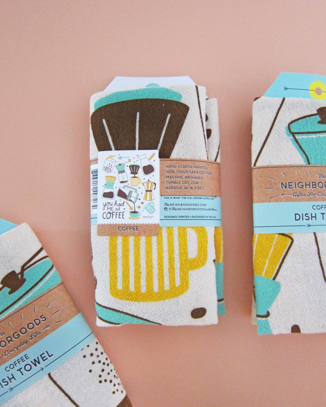Organic Cotton Hand Screen-Printed Dish Towel, 24" x 26"