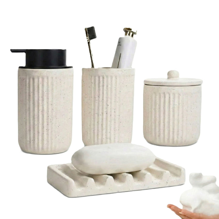 Recycled Eco-Clay Foaming Soap Dispenser Bathroom Set