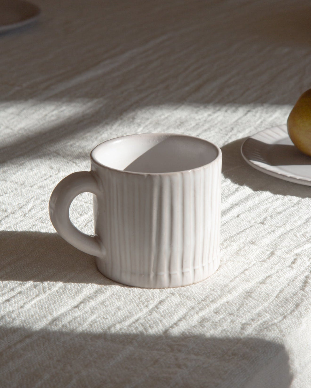 Handcrafted Moroccan Ceramic Mug, Cloud Matte White