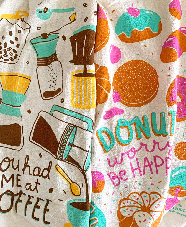 Organic Cotton Hand Screen-Printed Dish Towel, 24" x 26"