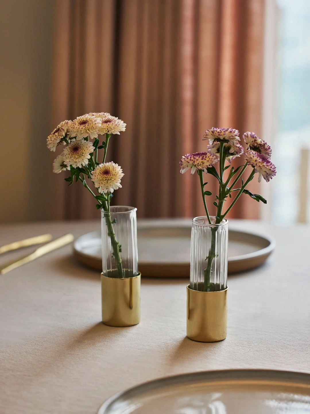 Handcrafted Fluted Glass Bud Vases, Gold, 4 Ct.