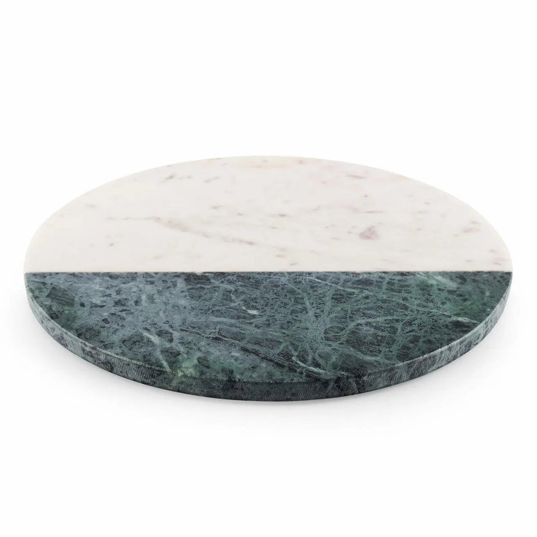 Handcrafted Green &amp; White Marble Round Cutting Board