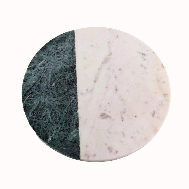 Handcrafted Green &amp; White Marble Round Cutting Board