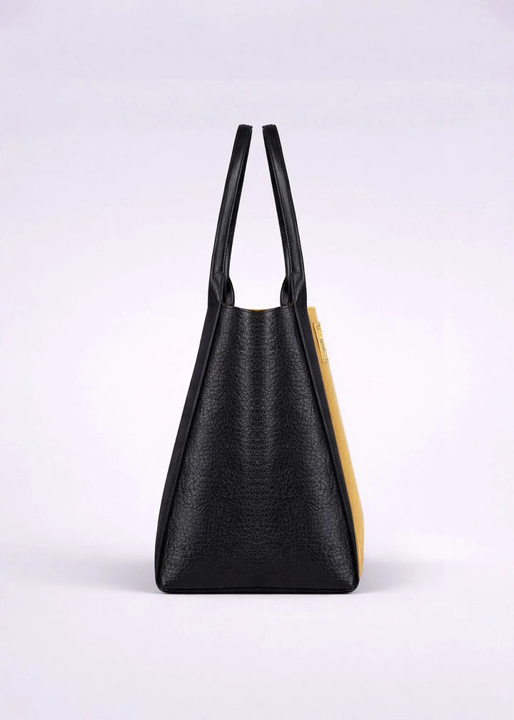 Pinatex Tote Bag Black &amp; Gold